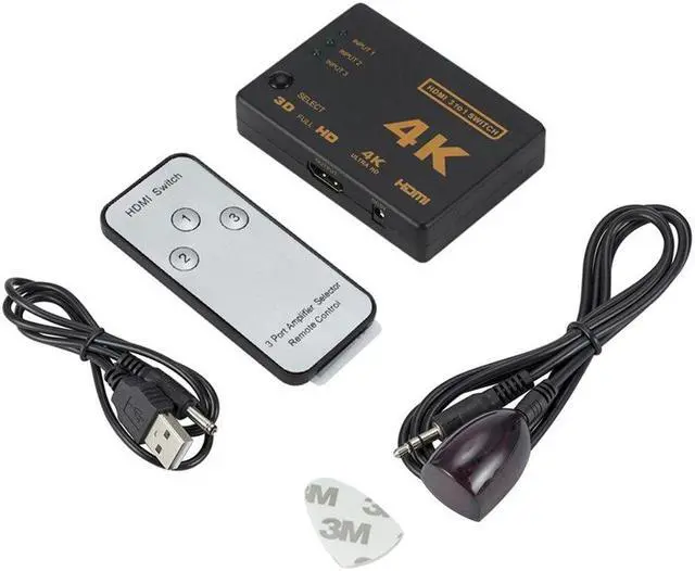 Alt view image 5 of 5 - 3x1 HDMI-Compatible Switch Splitter 3 Input 1 Output 4K HDMI Switcher Adapter 3 Port HDMI Cable Hub for Xbox DVD HDTV PC Laptop
