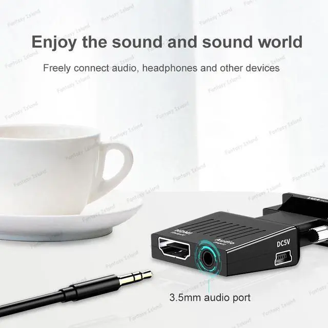 Alt view image 3 of 6 - HW-2217 INPUT vga to hdmi OUTPUT converter with audio VGA to HDMI computer host to HD 1080