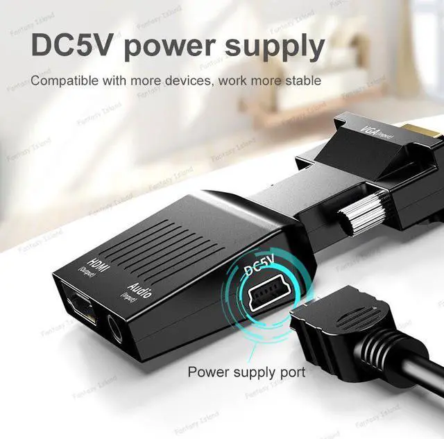 Alt view image 4 of 6 - HW-2217 INPUT vga to hdmi OUTPUT converter with audio VGA to HDMI computer host to HD 1080