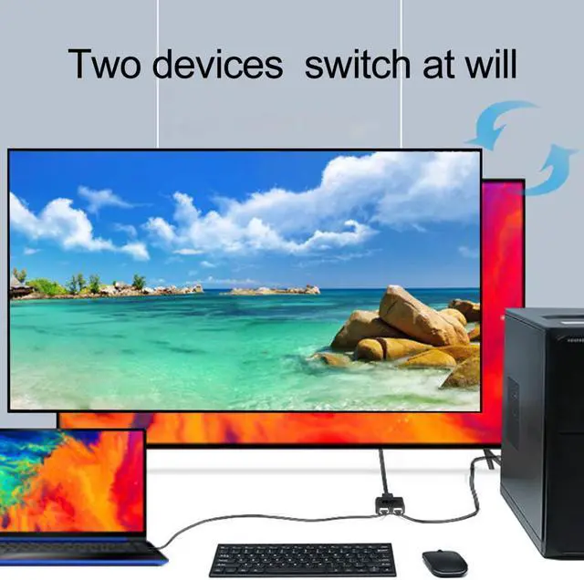 Alt view image 3 of 6 - Splitter 2 in 1 out Portable 4K 1x2/2x1 Adapter HDMI-compatible Switcher for projector TV computer host Laptop game machine