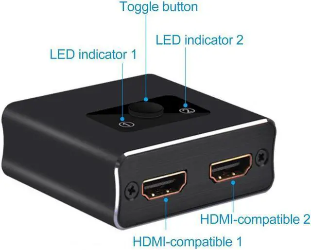 Alt view image 6 of 6 - Splitter 2 in 1 out Portable 4K 1x2/2x1 Adapter HDMI-compatible Switcher for projector TV computer host Laptop game machine