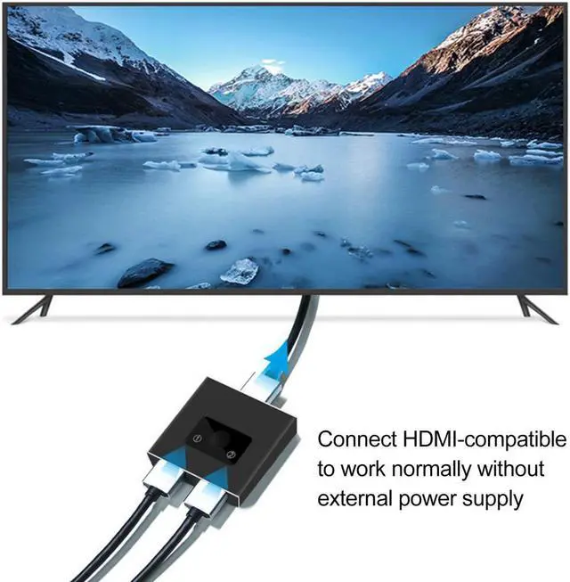 Alt view image 5 of 6 - Splitter 2 in 1 out Portable 4K 1x2/2x1 Adapter HDMI-compatible Switcher for projector TV computer host Laptop game machine