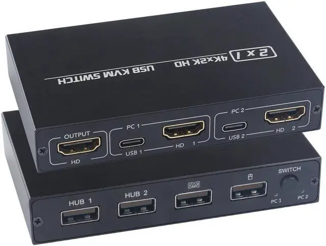Main image of For 2 PC Sharing Keyboard Mouse Printer Plug and Paly Out 4KUSB 2.0 HDMI-compatible KVM Switch Video Display USB Switch Splitter