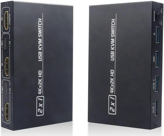 Alt view image 2 of 6 - HDMI-compatible Kvm Switch KVM201CL 2-in-1 HDMI-compatible/USB Support HD 2K*4K 2 Hosts Share 1 Monitor/Keyboard& Mouse