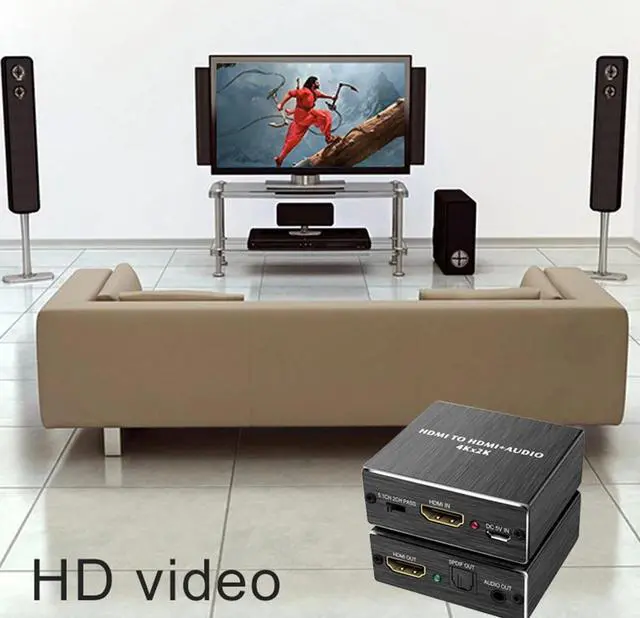 Alt view image 3 of 5 - HDMI-compatible Audio Extractor 4K@30Hz HDMI-compatible to HDMI-compatible+Optical Toslink SPDIF+3.5mm AUX Audio out Splitter