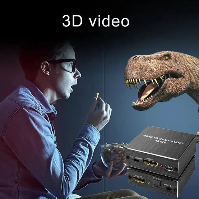 Alt view image 5 of 5 - HDMI-compatible Audio Extractor 4K@30Hz HDMI-compatible to HDMI-compatible+Optical Toslink SPDIF+3.5mm AUX Audio out Splitter