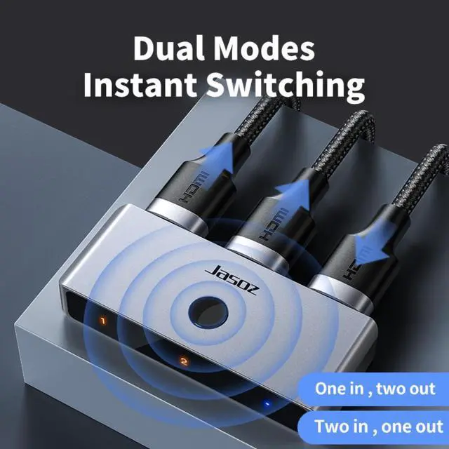 Alt view image 2 of 6 - HDMI Splitter 4K 1x2/2x1 Adapter HDMI Switcher Bi-Direction Converter for latop Macbook Air HDTV PS4 Video HDMI Switch