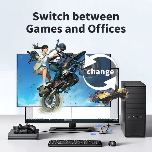Alt view image 3 of 6 - HDMI Splitter 4K 1x2/2x1 Adapter HDMI Switcher Bi-Direction Converter for latop Macbook Air HDTV PS4 Video HDMI Switch