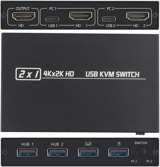 Alt view image 5 of 6 - HDMI-compatible KVM Switch 4 Port 4K USB Switch KVM VGA Switcher Splitter Box for Sharing Printer Keyboard Mouse KVM Switch USB