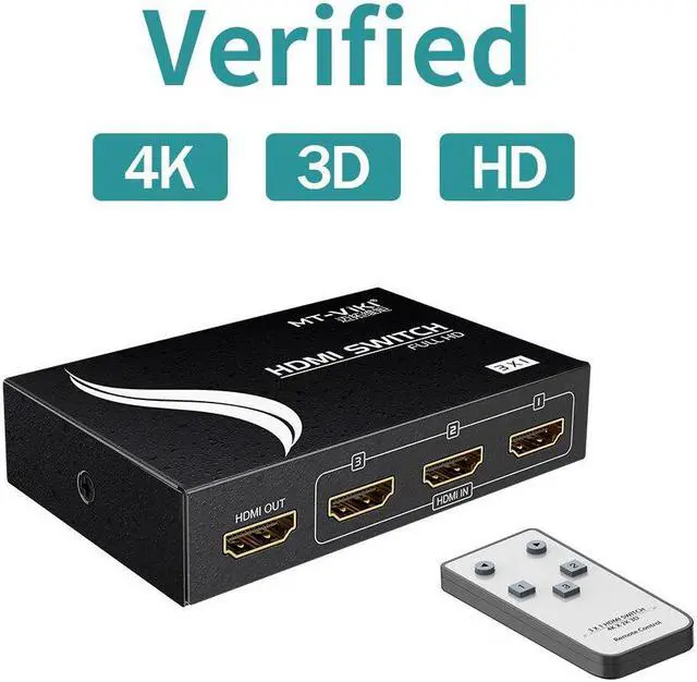 Alt view image 5 of 6 - MT-VIKI 4K HDMI Switch 3 in 1 Out IR Remote Control, 4K@30Hz, Metal 3 Port Switcher Selector Box for Xbox Nintendo PS5 PS4 TV