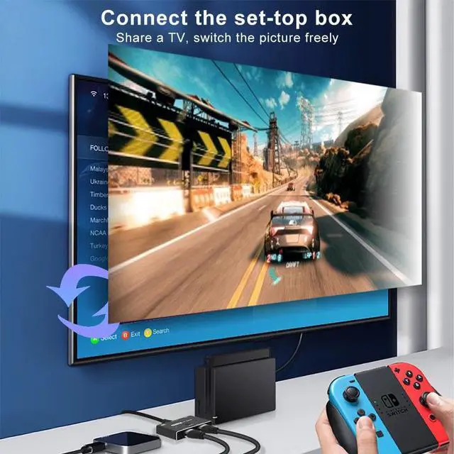 Alt view image 2 of 5 - 8K Bi-Direction HDMI 2.1 Splitter Switch 2 in1 Out / 1 in 2 out 4K@120Hz Ultra HDR for Computer laptop Adapters Hub Switcher