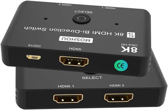 Alt view image 4 of 5 - 8K Bi-Direction HDMI 2.1 Splitter Switch 2 in1 Out / 1 in 2 out 4K@120Hz Ultra HDR for Computer laptop Adapters Hub Switcher