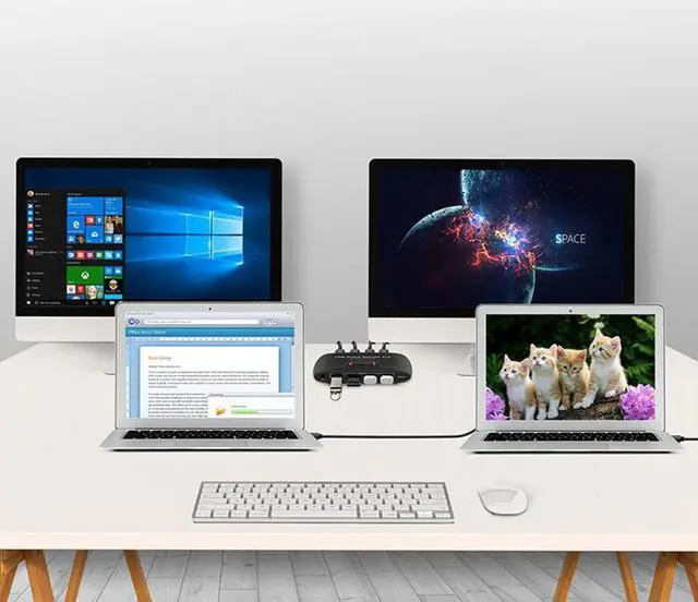 Alt view image 5 of 6 - 4x1 Multiviewer 4 In 4 Out Kvm Switch Computer Sharing Converter Quad Screen Real Time Multi Viewer Usb Hub Splitter Switch