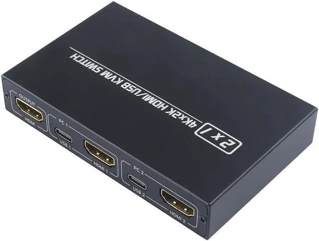 Alt view image 3 of 6 - For 2 PC Sharing Keyboard And Mouse For Printer 2 Port USB HDMI KVM Switch Box 4K Video Display USB Switch KVM Distributor Box