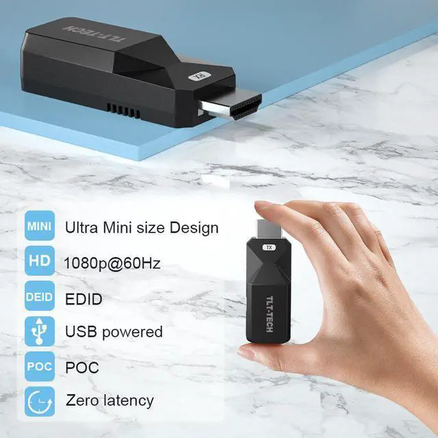 Alt view image 4 of 6 - 2022 New MINI HDMI extender over cat6/cat5e cable up to 50M 165ft full HD1080P supported HDMI extender cable amplifier for HDTV