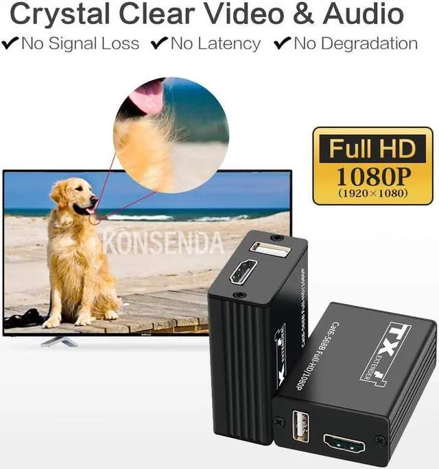 Alt view image 4 of 6 - HDMI KVM Extender over Single Rj45 Cat6 Cable up to 30M HDMI USB Extender with 1 Port USB Support USB Mouse for DVR PC Monitor