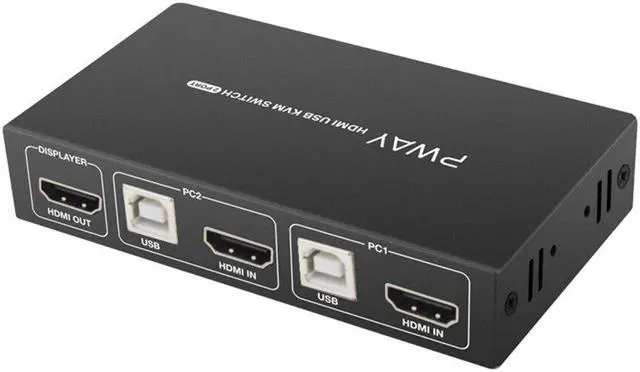Alt view image 2 of 6 - 2 Computers 4K Kvm Hdmi Switches 2 Monitor and Usb 2.0 Switcher 2 in 1 out Switches Displayport 1 Monitor 2 port 4k 30hz