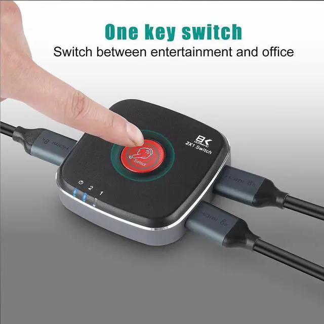 Alt view image 5 of 6 - HDMI 2.1 Directional 8K HDMI Switcher supports 8K@60Hz4K@120Hz compatible PS5/PS4 Projector display Blu-ray player Xbox