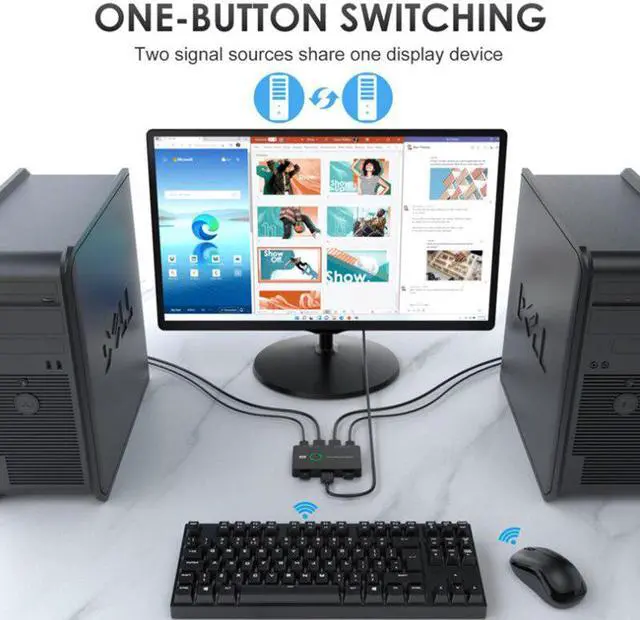 Alt view image 2 of 6 - Video Repeater HDMI-Compatible/KTV/USB Converter Switch For Sharing Keyboard Mouse Printer High-definition Display Two Computer