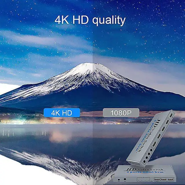 Alt view image 6 of 6 - KVM HDMI Switch 4K USB HDMI KVM Switcher 4 in 1 Out with 3 USB Ports out for Mouse Keyboard U-disk Printer for Win7/8/10 MAC