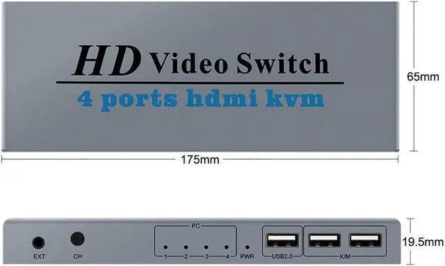 Alt view image 2 of 6 - KVM HDMI Switch 4K USB HDMI KVM Switcher 4 in 1 Out with 3 USB Ports out for Mouse Keyboard U-disk Printer for Win7/8/10 MAC