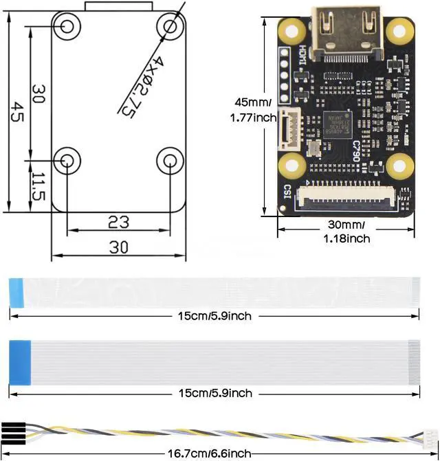 Alt view image 5 of 6 - HDMI to CSI 2 Adapter C790 | Support Video & Audio | Up to 1080p60fps | for Raspberry Pi 4 / 3 B+ / 3B / CM4 / Zero PiKVM KVM