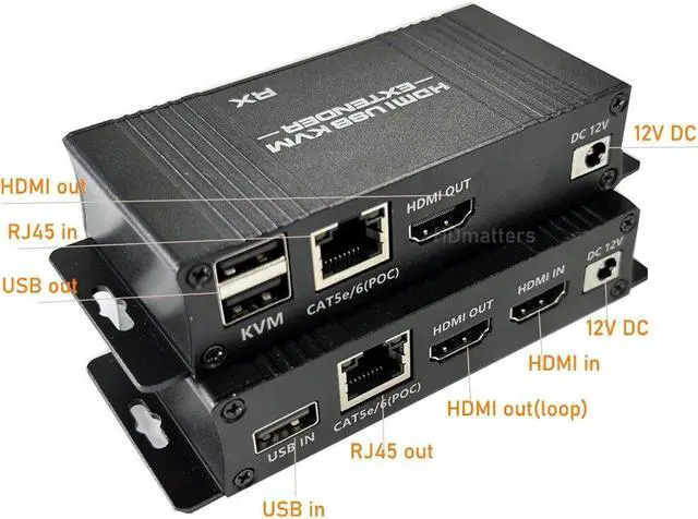 Alt view image 5 of 6 - USB HDMI KVM extender splitter over Ethernet 1080P Extender HDMI USB KVM Extender splitter HDMI Loop for Mouse Keyboard PC