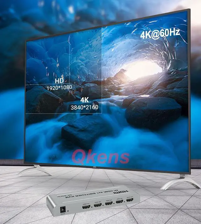 Alt view image 6 of 6 - 4K 60hz 4x1 HDMI KVM Switcher 4 In 1 Out Video Converter Support USB Keyboard Mouse Share DVD Laptop PC Computer To TV Projector