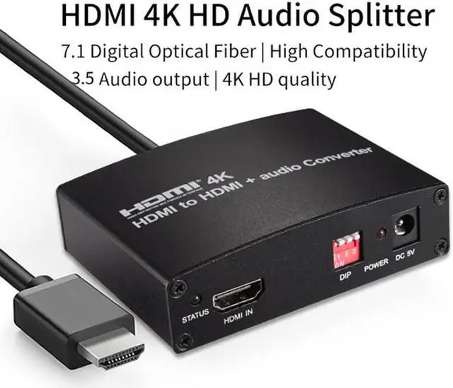 Alt view image 2 of 6 - KuWFi HDMI Audio Converter 4K Splitter 7.1 Digital Optical Fiber 3.5Audio Output High Compatiblity Converter for TV Earphone PC