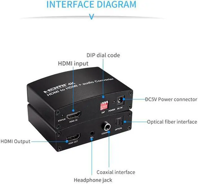 Alt view image 5 of 6 - KuWFi HDMI Audio Converter 4K Splitter 7.1 Digital Optical Fiber 3.5Audio Output High Compatiblity Converter for TV Earphone PC