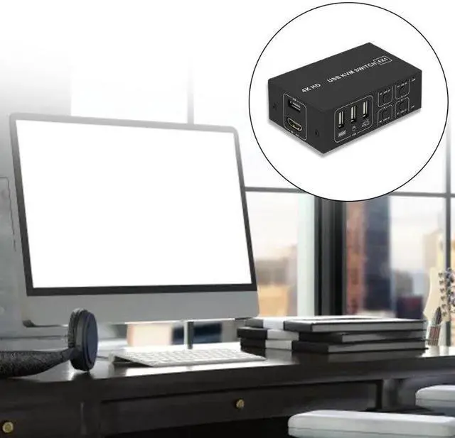 Alt view image 5 of 6 - H052 USB Switch Selector KVM Switch 4 Computers Sharing 1 Monitor KVM HDMI- Switcher Box Hub for Mouse Keyboard Scanner