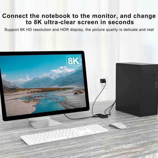 Alt view image 4 of 6 - KVM Switch HDMI 2 in 1 out With 3xUSB-C 4xUSB3.0 Switcher 8K@60Hz 4K@120Hz HDMI2.1 for Monitor USB Keyboard Mouse U disks
