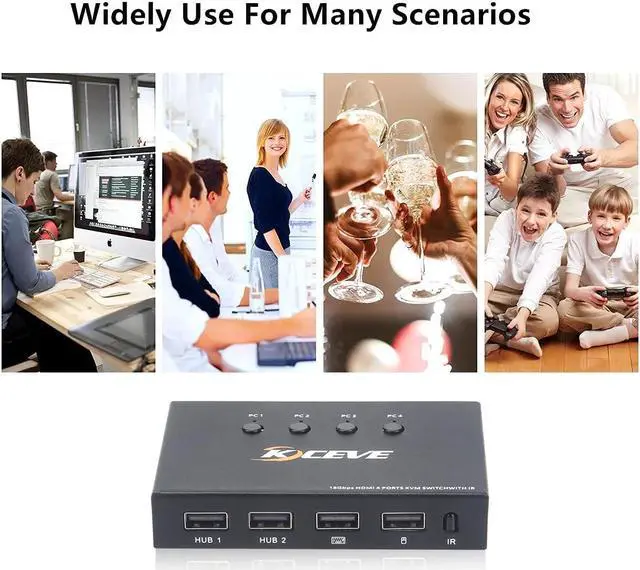 Alt view image 5 of 6 - KVM Switch HDMI 4 Port Box 4K@60Hz,MLEEDA USB and HDMI Switch for 4 Computers Share Keyboard Mouse Printer and one HD Monitor