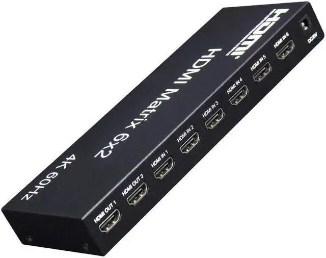 Alt view image 2 of 6 - 4K 60hz 6x2 HDMI Matrix 6 IN 2 OUT HDMI Splitter Switch Audio Video Converter 1080p EDID Audio Extractor PC To TV Dual Monitor
