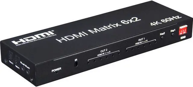 Alt view image 4 of 6 - 4K 60hz 6x2 HDMI Matrix 6 IN 2 OUT HDMI Splitter Switch Audio Video Converter 1080p EDID Audio Extractor PC To TV Dual Monitor
