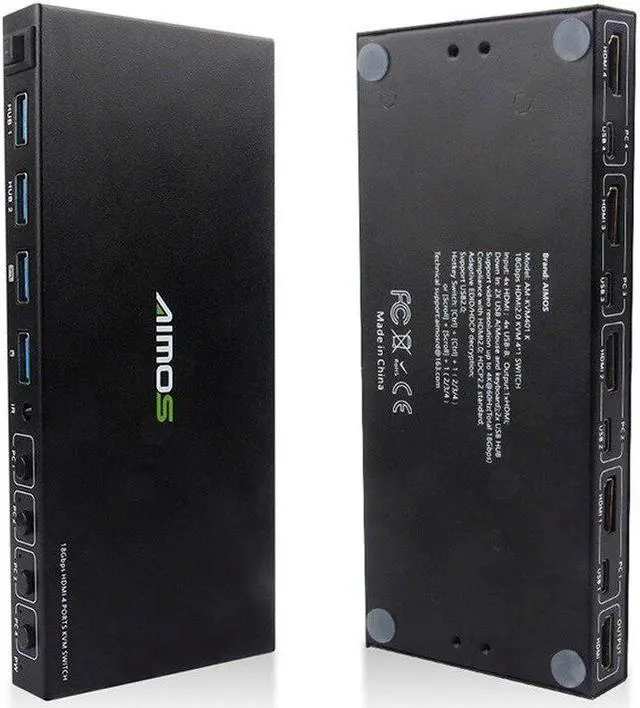 Alt view image 6 of 6 - 4 Ports HDMI KVM Switcher 4 IN 1 Out HDMI USB Switch Splitter for Sharing Monitor Keyboard Mouse Adaptive EDID/HDCP Decryption