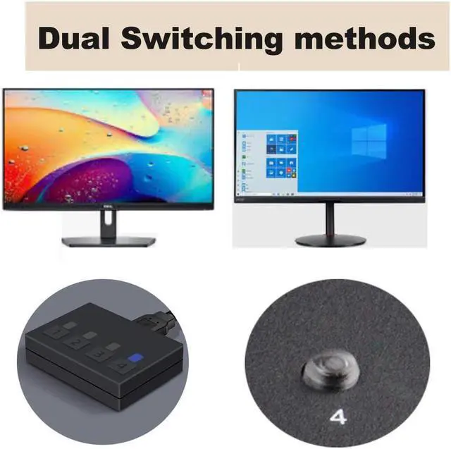 Alt view image 3 of 6 - Dual monitor HDMI KVM Switch 4 port USB HDMI KVM Switch 4K 60Hz KVM HDMI 2.0 Switch Switcher for PC monitor mouse keyboard share