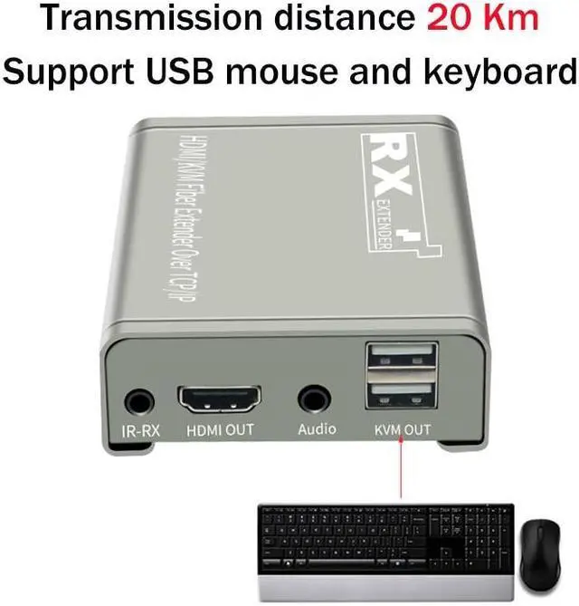 Alt view image 2 of 6 - 20Km HDMI Fiber Optic KVM Extender via SC Fiber cable 1080P HDMI USB Fiber Optical Extender Transmit Support USB Keyboard Mouse(UK Plug)