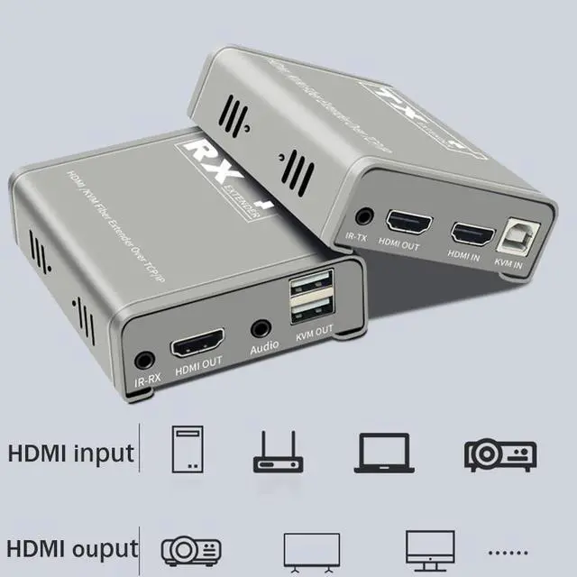 Alt view image 5 of 6 - 20Km HDMI Fiber Optic KVM Extender via SC Fiber cable 1080P HDMI USB Fiber Optical Extender Transmit Support USB Keyboard Mouse(UK Plug)