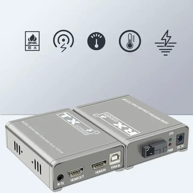 Alt view image 6 of 6 - 20Km HDMI Fiber Optic KVM Extender via SC Fiber cable 1080P HDMI USB Fiber Optical Extender Transmit Support USB Keyboard Mouse(UK Plug)