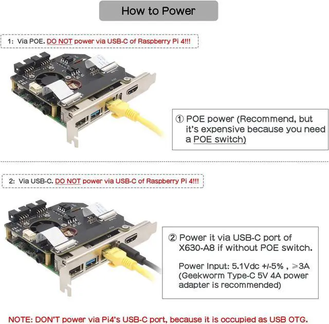 Alt view image 5 of 6 - Raspberry Pi 4B PCIe KVM over IP PiKVM-A8 Support PiKVM v3 PoE ATX HDMI CSI