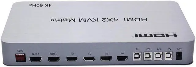 Alt view image 6 of 6 - 4K 60Hz Matrix HDMI KVM Switch 4x2 4 In 2 Out KVM Switcher Dual Monitor 4 Port KVM Switch Matrix Switcher HDMI USB PC 4 Computer