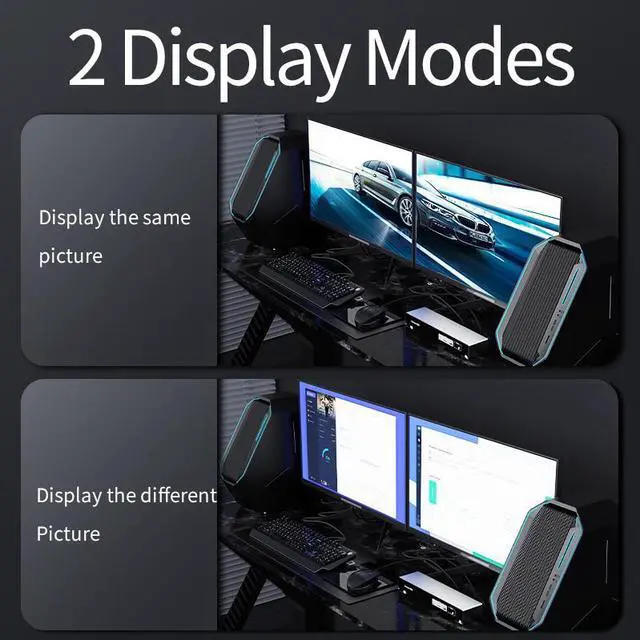 Alt view image 4 of 6 - Unnlink KVM Switch HDMI+DP Switch KVM 4K Dual Monitor 2x2 Sharing  2 Hdmi 2 Display 4 USB For Mouse Keyboard Printer Udisk