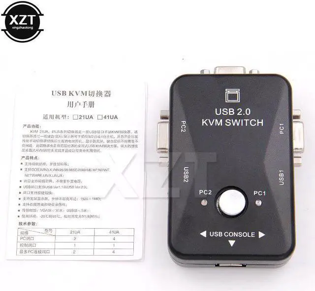 Alt view image 5 of 5 - 2 Port KVM Switch USB 2.0 VGA Cable Splitter For USB Key Keyboard Mouse Monitor Adapter USB Printer Switch KVM VGA Conterver