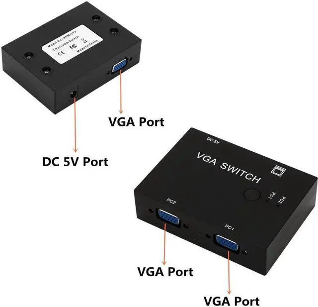 Alt view image 6 of 6 - 2 In 1 Out VGA Switch Splitter 2 Port VGA Video Converter Adapter 1080P VGA Cable Switcher For Projector Display PC TV Laptop