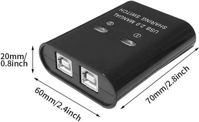 Alt view image 6 of 6 - USB Printer Sharing Device 2 in 1 Out Printer Sharing Device 2-Port Manual Kvm Switching Splitter Hub Converter Plug And Play