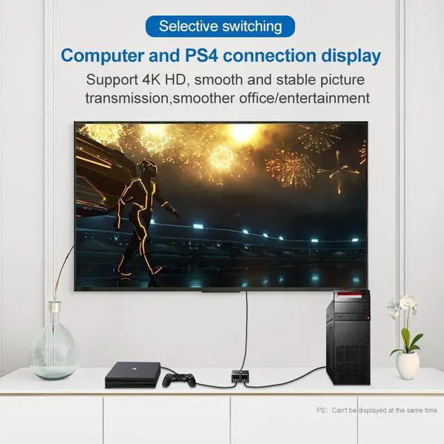 Alt view image 5 of 6 - Compatible Splitter 4K Switch KVM Bi-Direction 1x2/2x1 Out Converter HD-Compatible HDMI for  Xbox PC TV BOX Cable Adapter