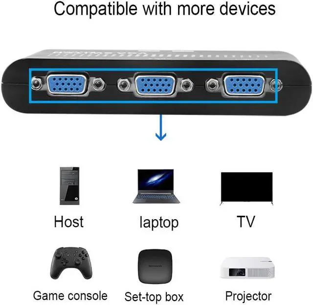 Alt view image 5 of 6 - 2 In 1 Out VGA Splitter Switch Manual Sharing Selector Switch Switcher Box 2 Ports VGA Selector Box for PC Monitor Accessories