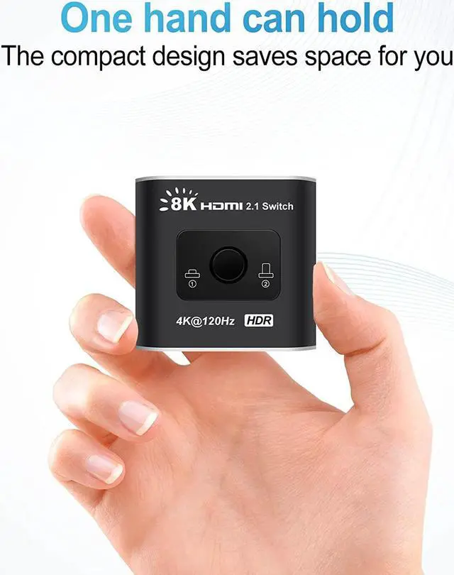 Alt view image 4 of 6 - HDMI-compatible 2.1 Switch 8K@60Hz 4K@120Hz HD Switch 2 Port Bi-Directional 2in 1 or 1 in2 Switcher Selector 48Gbps for PS5 Xbox