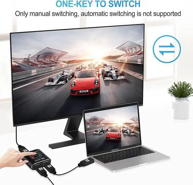 Alt view image 6 of 6 - HDMI-compatible 2.1 Switch 8K@60Hz 4K@120Hz HD Switch 2 Port Bi-Directional 2in 1 or 1 in2 Switcher Selector 48Gbps for PS5 Xbox
